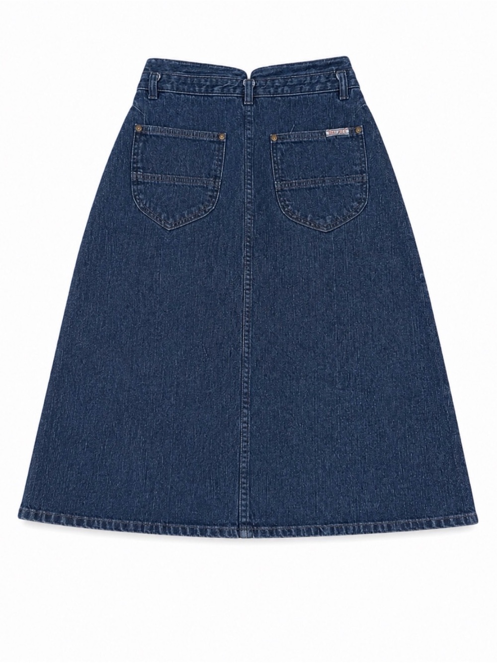 Tres Jolie Accessories Dark Blue Denim A-Line Midi Skirt